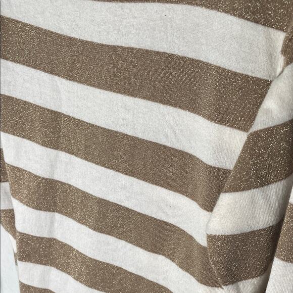 J. Crew Shimmer Brown and Cream Striped Sweater size Small - Picture 4 of 4